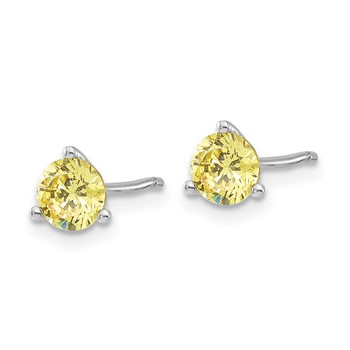 Sterling Silver Rhodium-plated Diamonore CZ Yellow 5mm Stud Earrings — alternate view