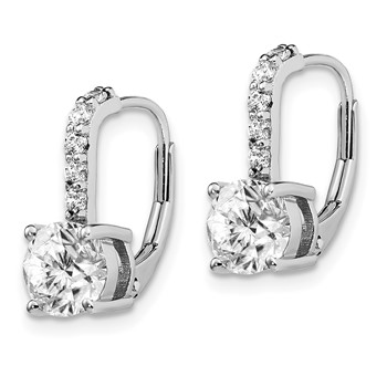 Sterling Silver Rhodium-plated Diamonore CZ Leverback Dangle Earrings — alternate view