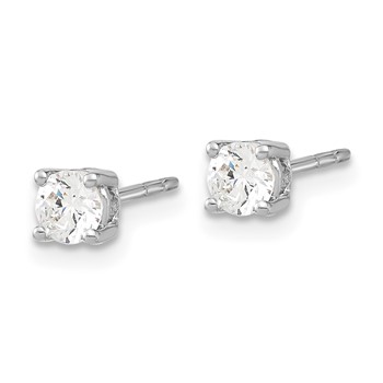 Sterling Silver Rhodium-plated Diamonore CZ 4mm Stud Earrings — alternate view