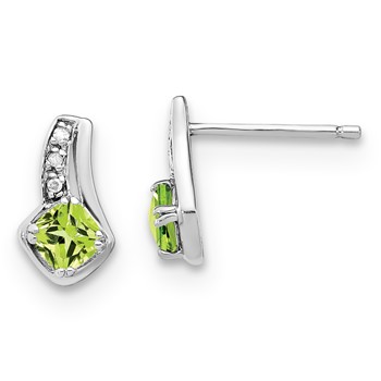 SS Peridot & Diamond Earrings