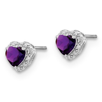 SS Amethyst & Diamond Earrings — alternate view