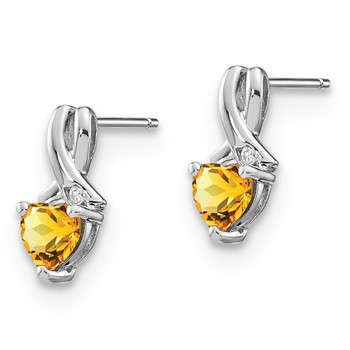 SS Citrine & Diamond Earrings — alternate view