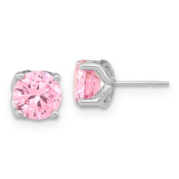 SS Pink CZ Stud Earrings