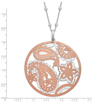 Leslie's Sterling Silver Rose-tone Flash-plated Paisley w/ 2in ext Necklace — alternate view