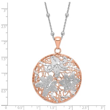 Leslie's Sterling Silver Rose-tone 18k Flash-plated w/ 2in ext Necklace — alternate view