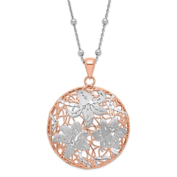 Leslie's Sterling Silver Rose-tone 18k Flash-plated w/ 2in ext Necklace