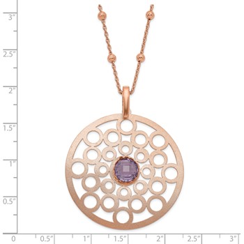 Leslie's Sterling Silver & 18k Flash Rose-tone Amethyst Circle Necklace — alternate view