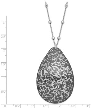 Leslie's Sterling Silver & Ruthenium-plated Teardrop w/2in ext Necklace — alternate view