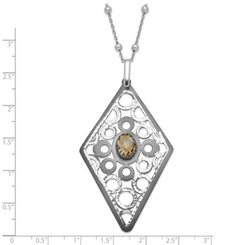 Leslie's Sterling Silver Ruthenium-plated Citrine w/2in ext Necklace — alternate view