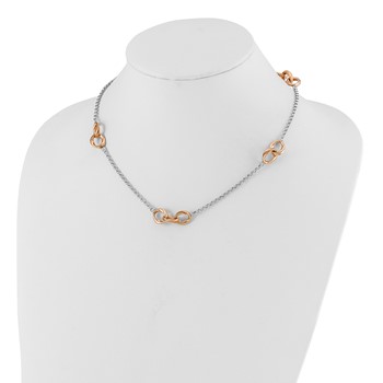 Leslie's Sterling Silver & Rose Gold-plated Polished Link Station Necklace — alternate view