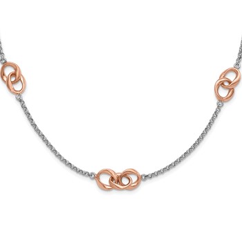 Leslie's Sterling Silver & Rose Gold-plated Polished Link Station Necklace