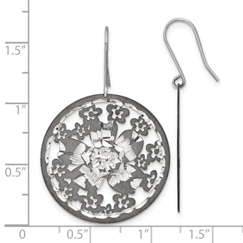 Leslie's Sterling Silver and Ruthenium-plated Floral Earrings — alternate view