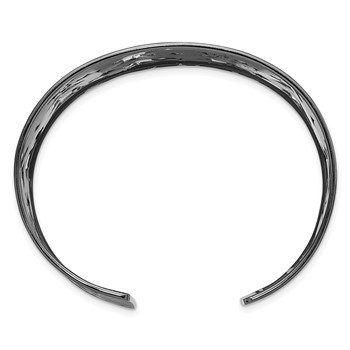 Leslie's Sterling Silver and Ruthenium-plated Diamond-cut Cuff Bangle — alternate view