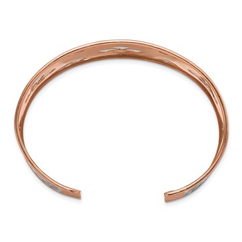 Leslie's Sterling Silver and Rose Gold-plated Diamond-cut Cuff Bangle — alternate view