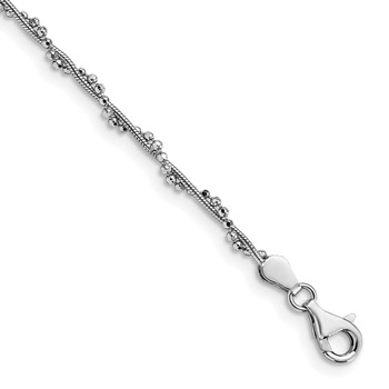 Leslie's Sterling Silver Rhodium-plated Twisted Bead Bracelet