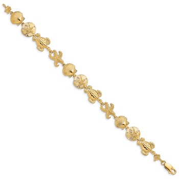 14k Polished Sea Life Theme 7.25 inch Bracelet — alternate view