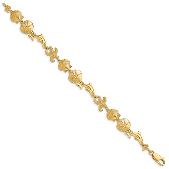 14k Polished Seashore Theme 7.25 inch Bracelet — alternate view