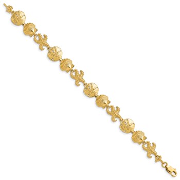 14k Polished Seashell Theme 7.25 inch Bracelet — alternate view