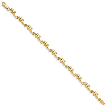 14k Polished Dolphin 7 inch Bracelet — alternate view