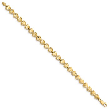 14K Diamond-cut Hearts 7 inch Bracelet — alternate view