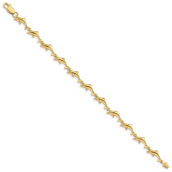 14K Polished Dolphin 7 inch Bracelet — alternate view