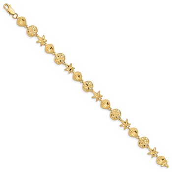 14K Diamond-cut Sea Life 7 inch Bracelet — alternate view