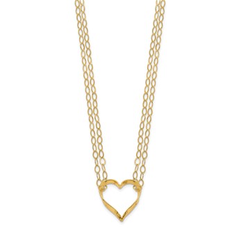 14K Double Strand Heart Pendant 16 inch Necklace Plus 2 inch Extender — alternate view