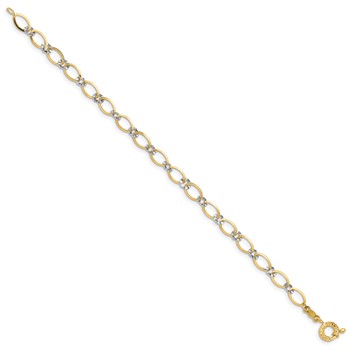 14K Two-tone Oval and Diamond-cut Circle 7.25 inch Bracelet — alternate view