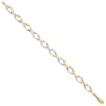 14K and White Rhodium Oval Link 7 inch Bracelet — alternate view