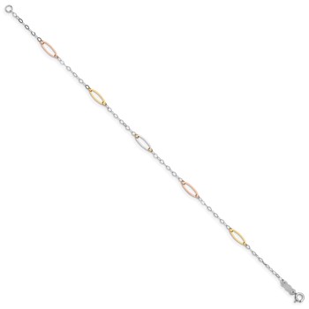 14K Tri-color Oval Link 7.5 inch Bracelet — alternate view