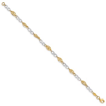 14K Two-Tone Polished Infinity Symbol and Fancy Link 7.5 inch Bracelet — alternate view