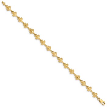 14K Polished and Textured Turtle 7 inch Bracelet — alternate view