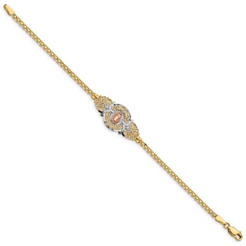 14k Two-tone with White Rhodium Our Lady of Guadalupe and Bismark Chain 7 inch Bracelet — alternate view