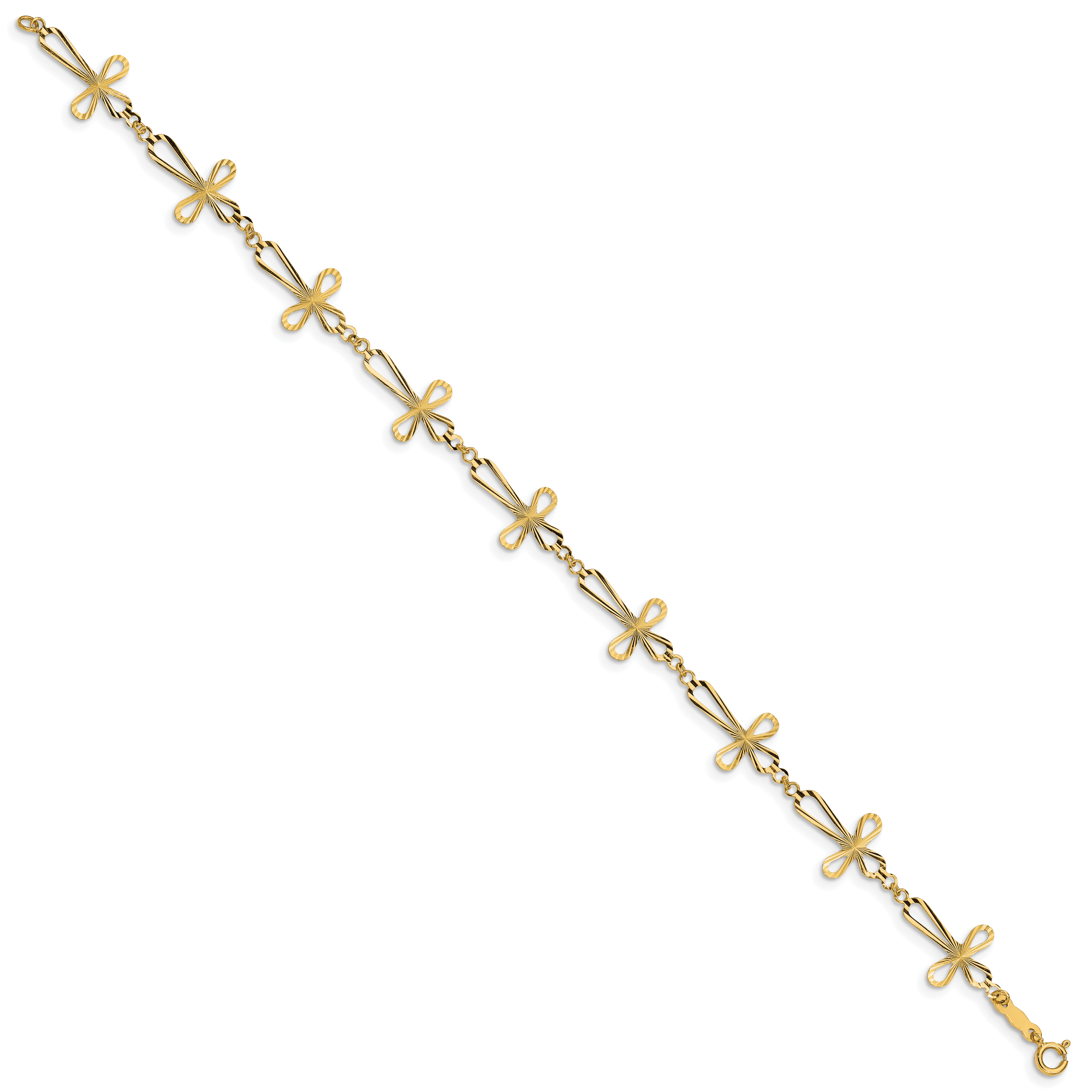 Open Cross 7.5 inch Bracelet 14k Yellow Gold Religious Solid detailed image 2