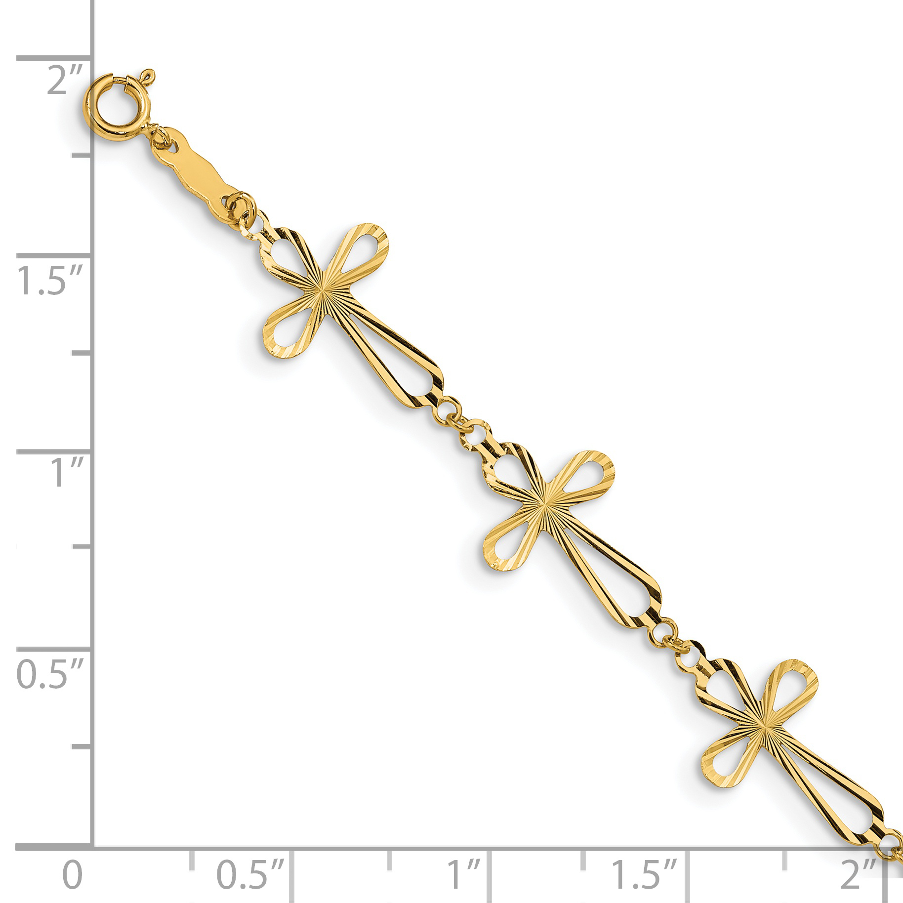 Open Cross 7.5 inch Bracelet 14k Yellow Gold Religious Solid detailed image 3