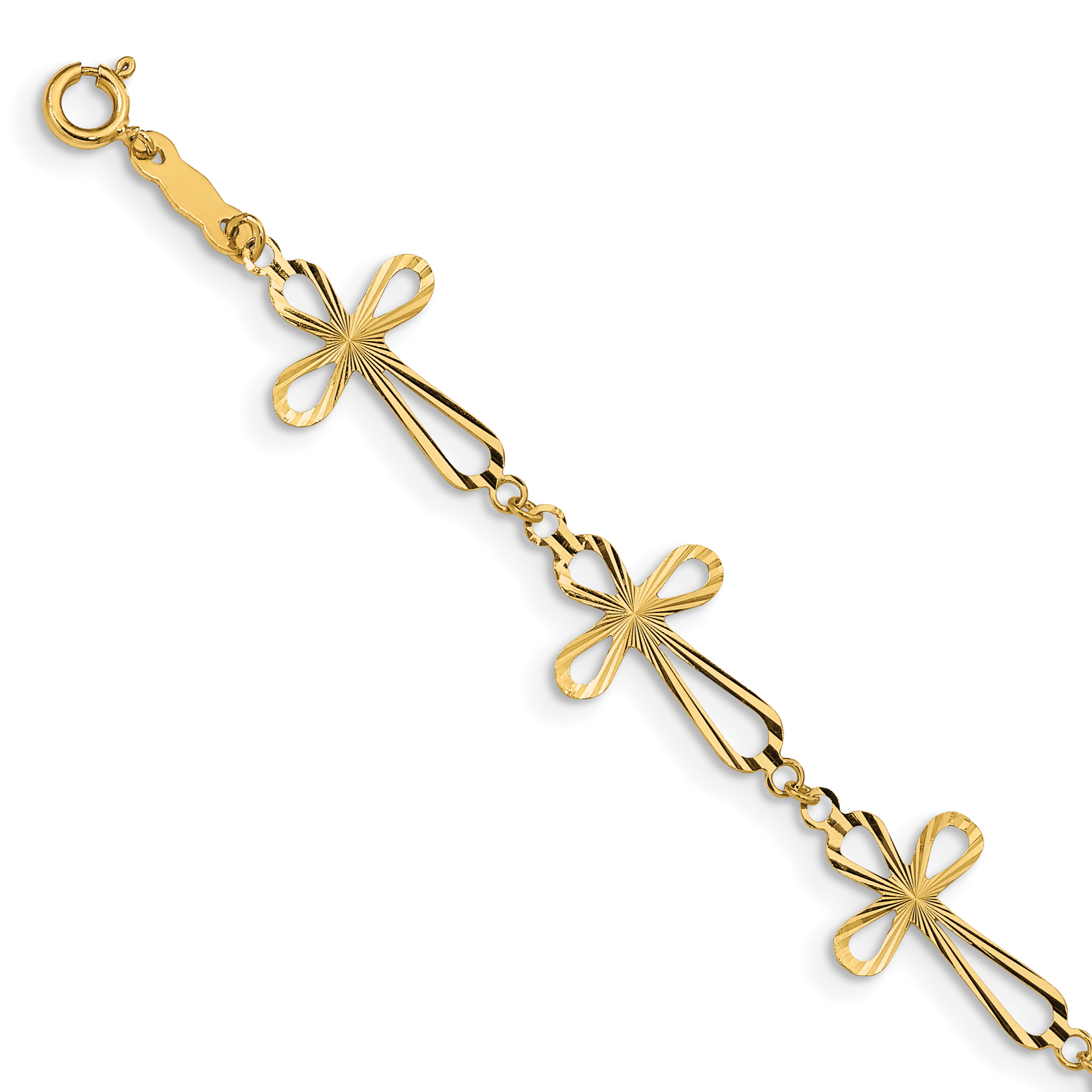 Open Cross 7.5 inch Bracelet 14k Yellow Gold Religious Solid main product image