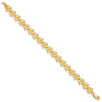 14K Brushed and Diamond-cut Plumeria Floral 7.25 inch Bracelet — alternate view