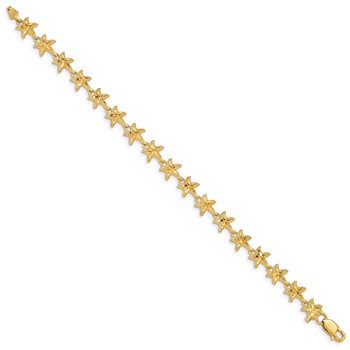 14K Diamond-cut Starfish 7 inch Bracelet — alternate view