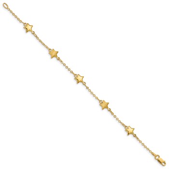 14K Brushed and Polished Puffed Stars 5-Station 7 inch Bracelet — alternate view