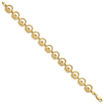 14K Claddagh Circle Link 7.25 inch Bracelet — alternate view