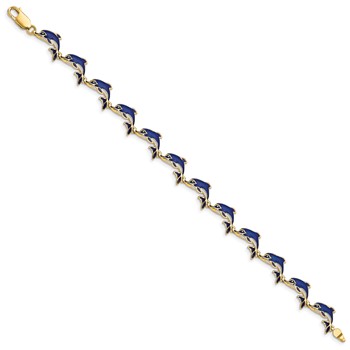 14k Blue Enameled Dolphin 7.25 inch Bracelet — alternate view