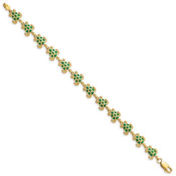 14k with Green Enamel Sea Turtle 7 inch Bracelet — alternate view