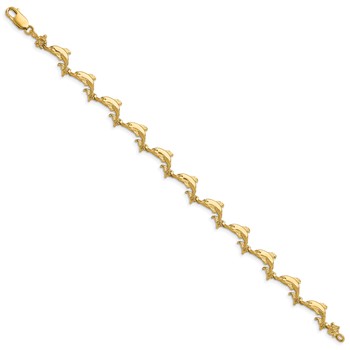14k Polished Dolphin 7.25 inch Bracelet — alternate view