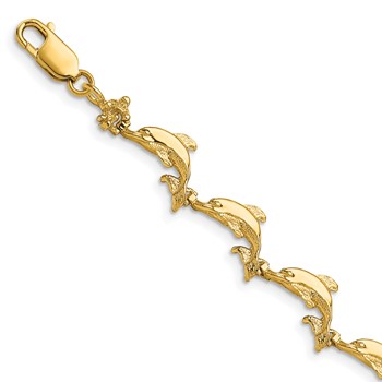 14k Polished Dolphin 7.25 inch Bracelet