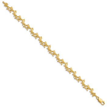 14k Polished Dolphins 7.25 inch Bracelet — alternate view