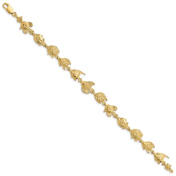 14k Polished Tropical Fish 7.5 inch Bracelet — alternate view