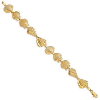 14k Polished Assorted Sea Shells 7.25 inch Bracelet — alternate view