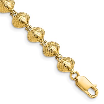 14k Polished Clam Shell 7 inch Bracelet