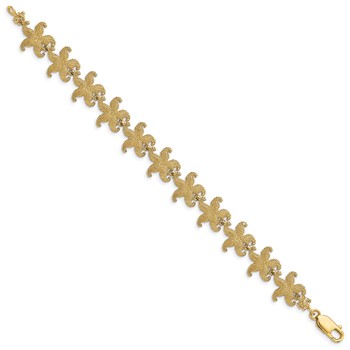 14k Puffed Textured Starfish Link 7.25 inch Bracelet — alternate view