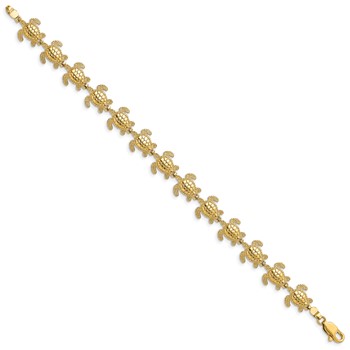 14k Polished Sea Turtle 7.25 inch Bracelet — alternate view